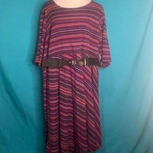 Catherines Multi-Color Stripe Belted Dress size 3XWP or 26/28P PETITE